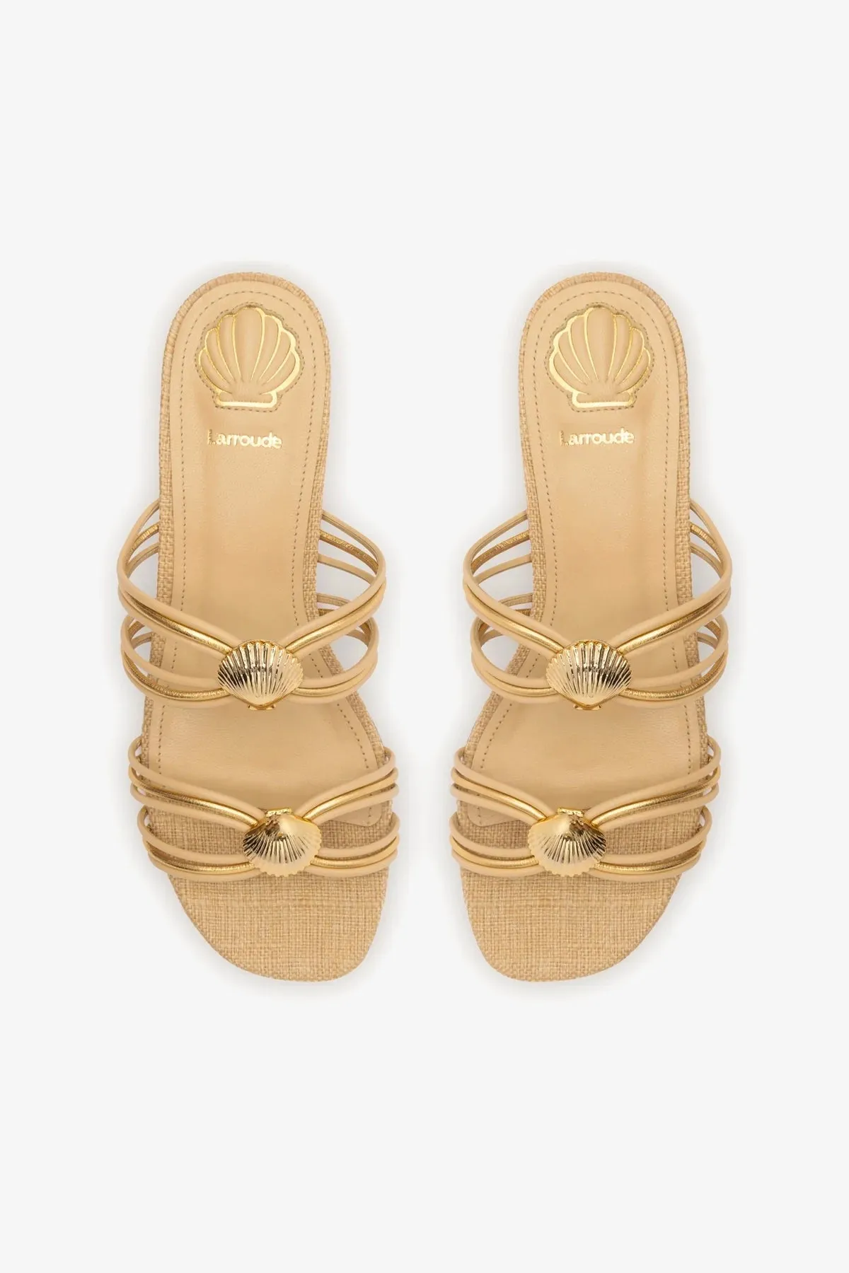 Shelly Flat Mule In Beige Raffia Travel Light