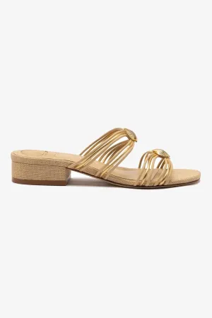 Supportive Footbed Design Shelly Flat Mule In Beige Raffia