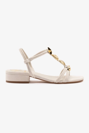 Shelly Flat Sandal In Mushroom Grey Suede Supportive Footbed Design On-The-Go Footwear