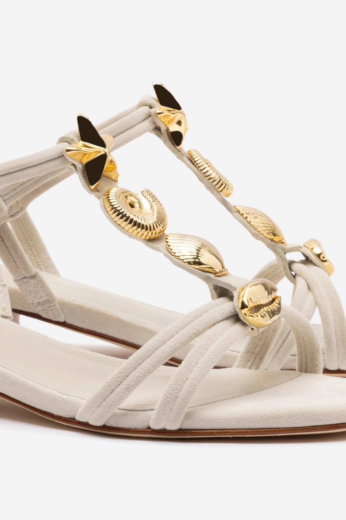 Shelly Flat Sandal In Mushroom Grey Suede Premium materials