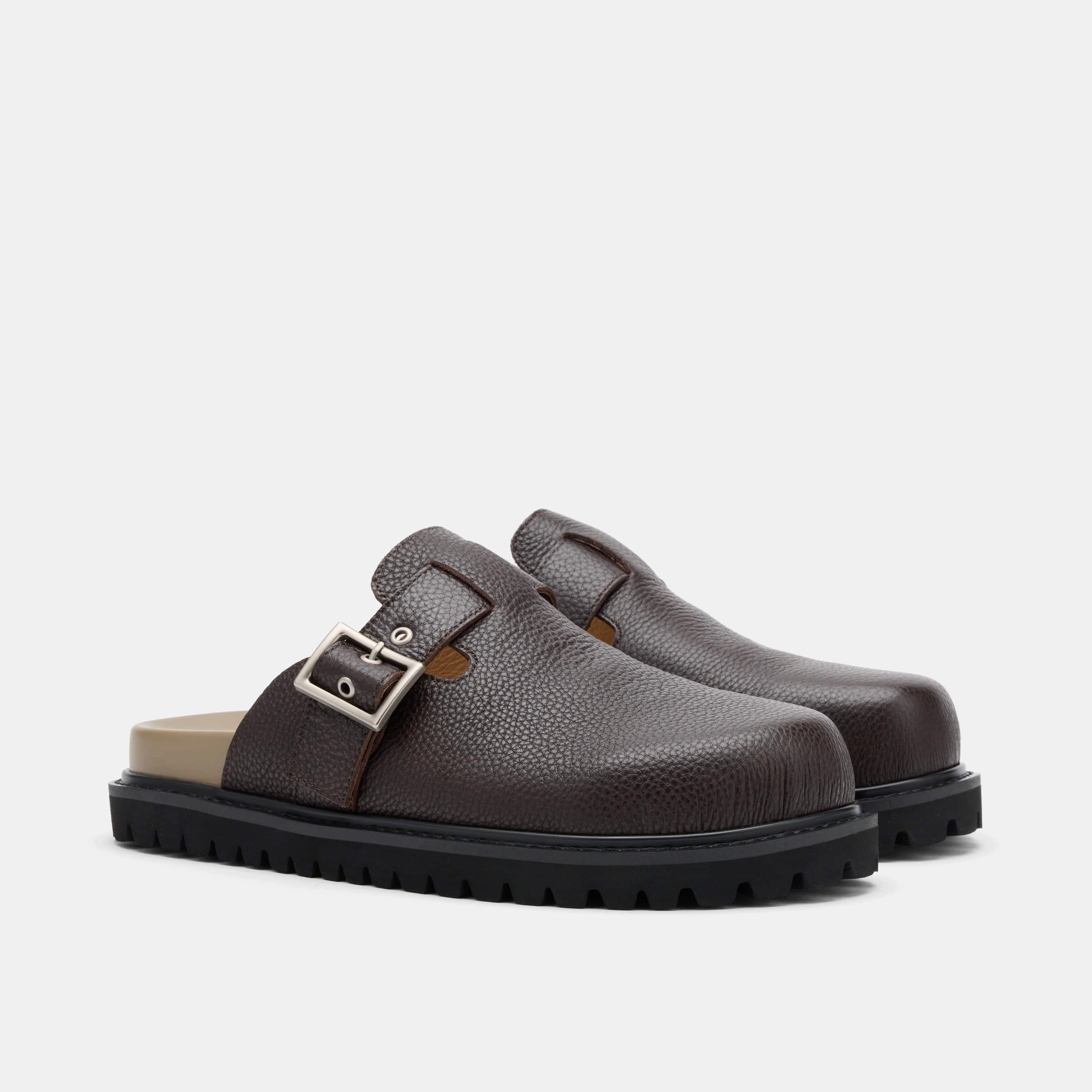 Shiloh Dark Brown Leather Clogs Elegant Fit