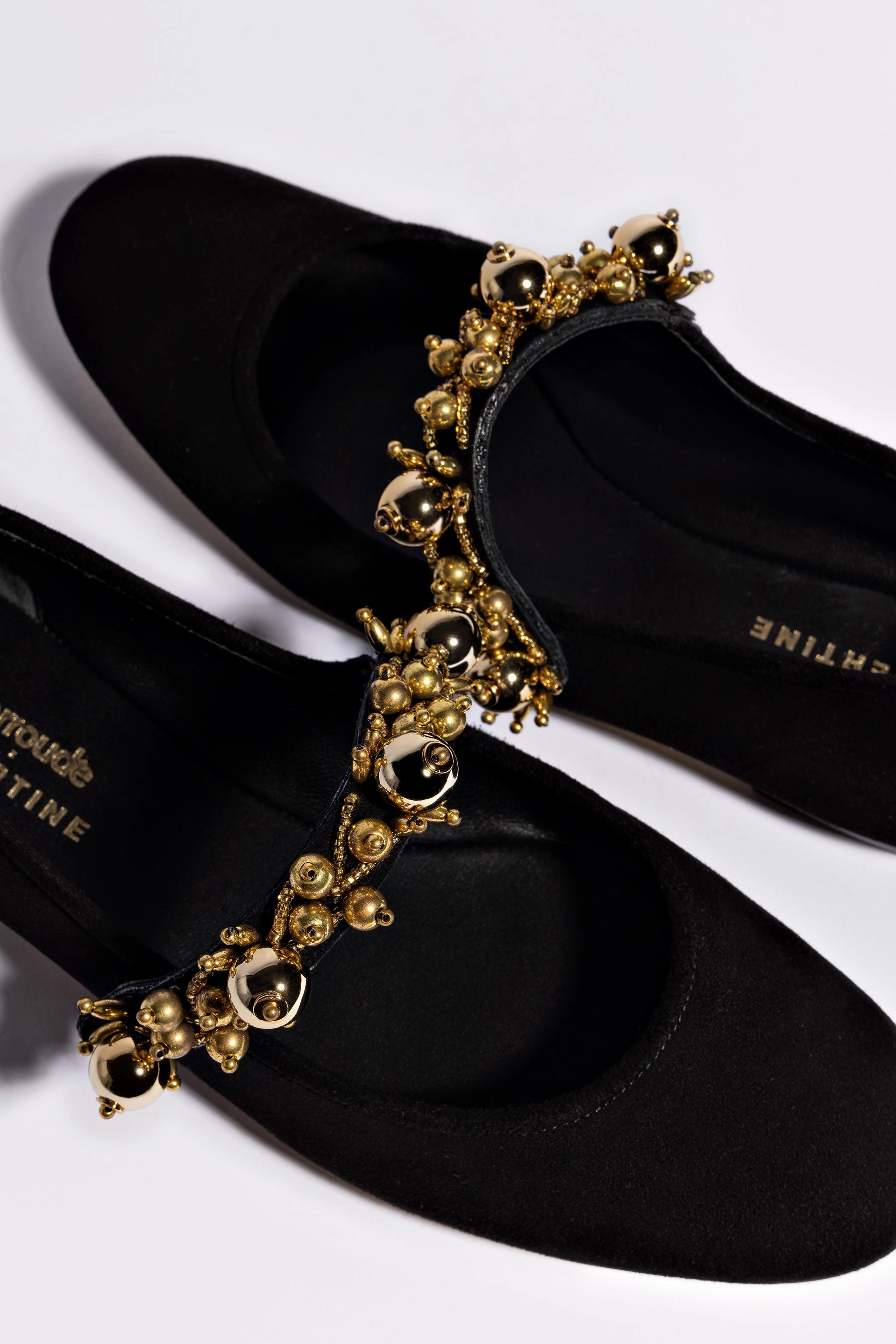 Shock absorption Larroud?? x Libertine Verona In Black Suede and Golden Balls