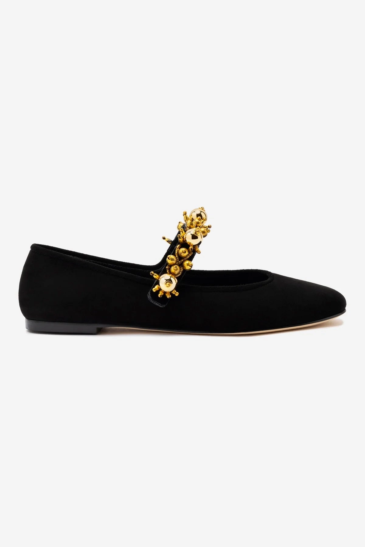 Comfortable Sole Walk Ready Shoes Larroud?? x Libertine Verona In Black Suede and Golden Balls