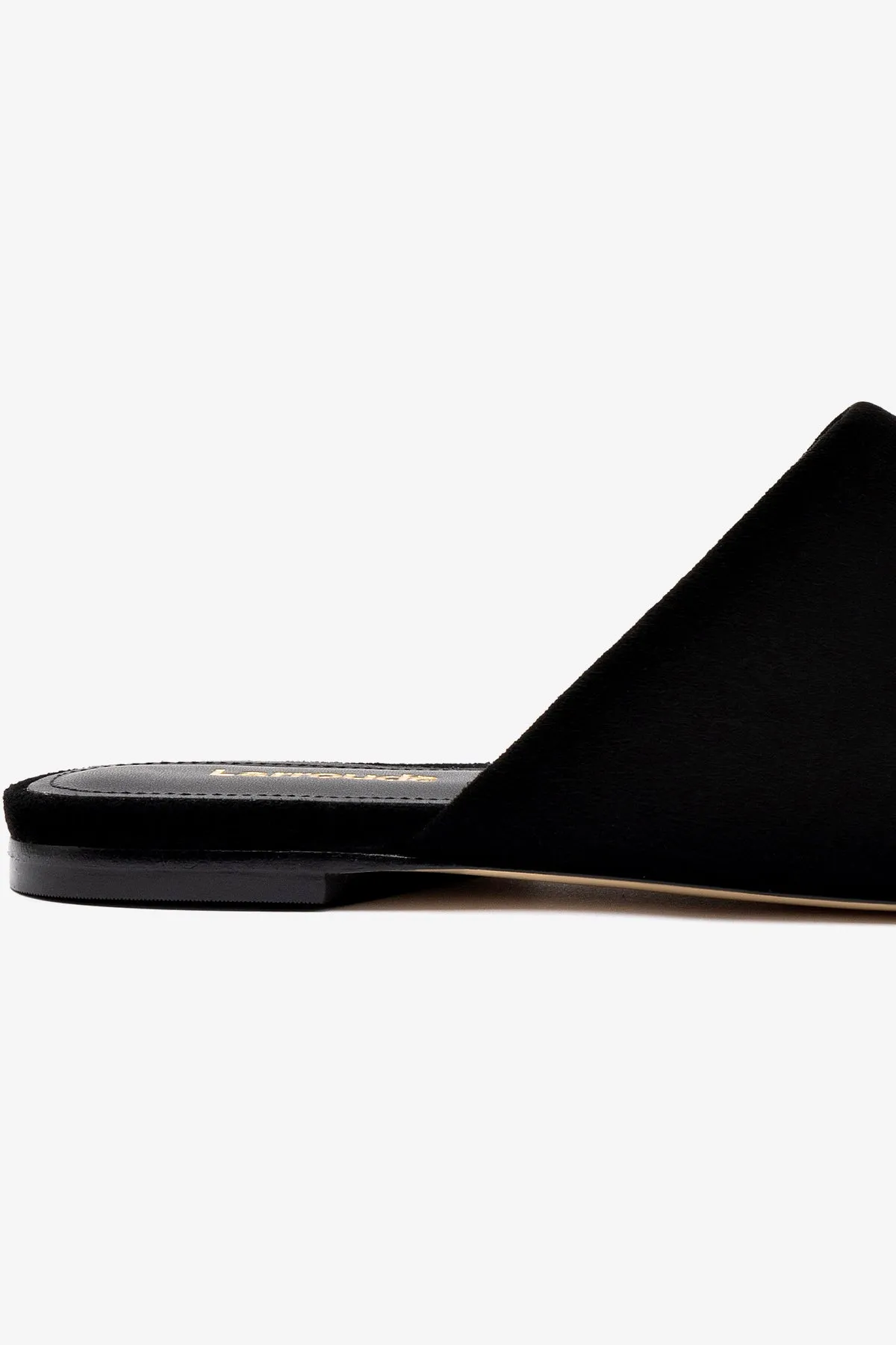 Sleek Design Venice Flat Mule and Pouch Kit In Black Suede