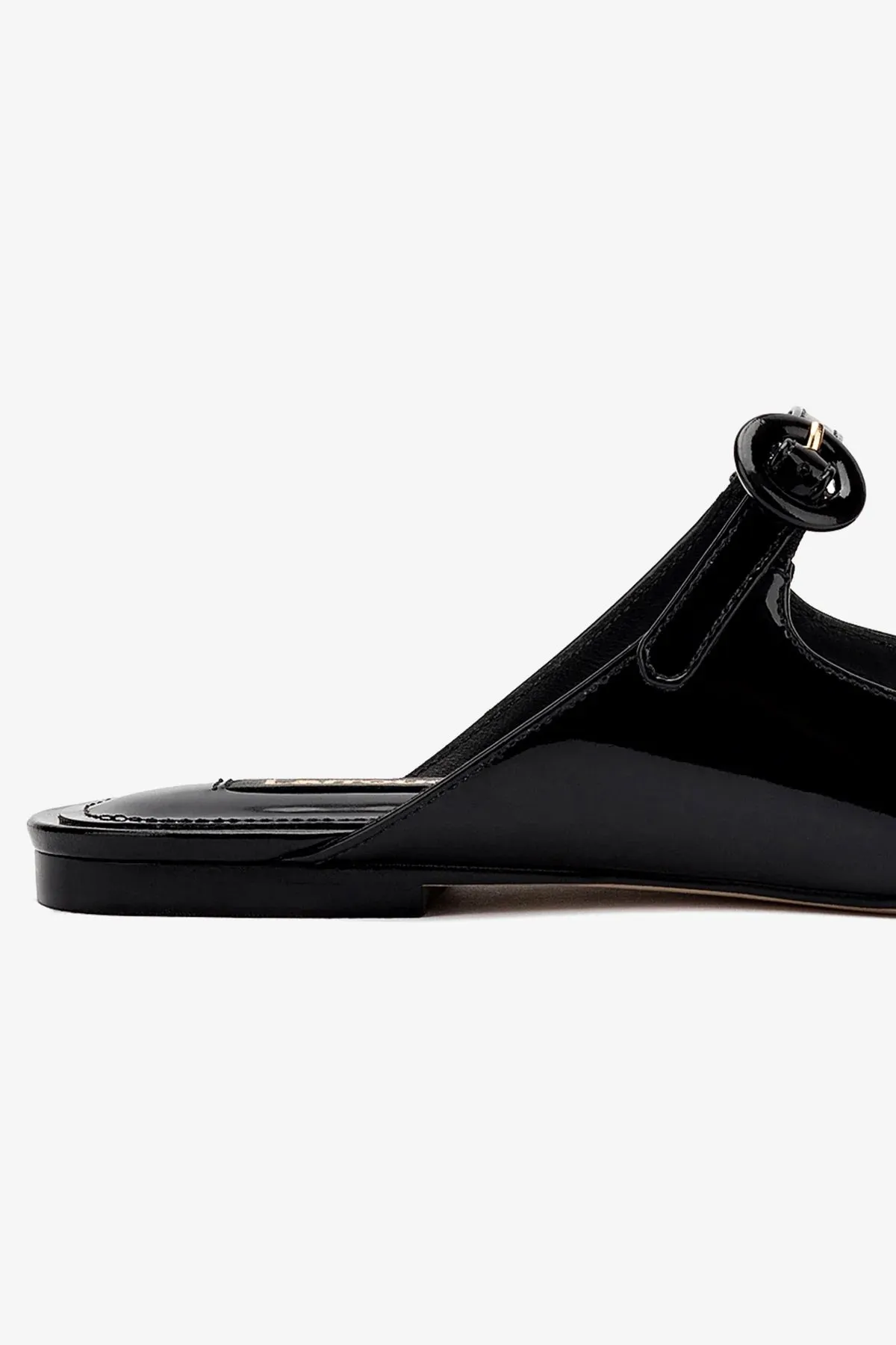 Sleek Look Blair Flat Mule In Black Patent Leather