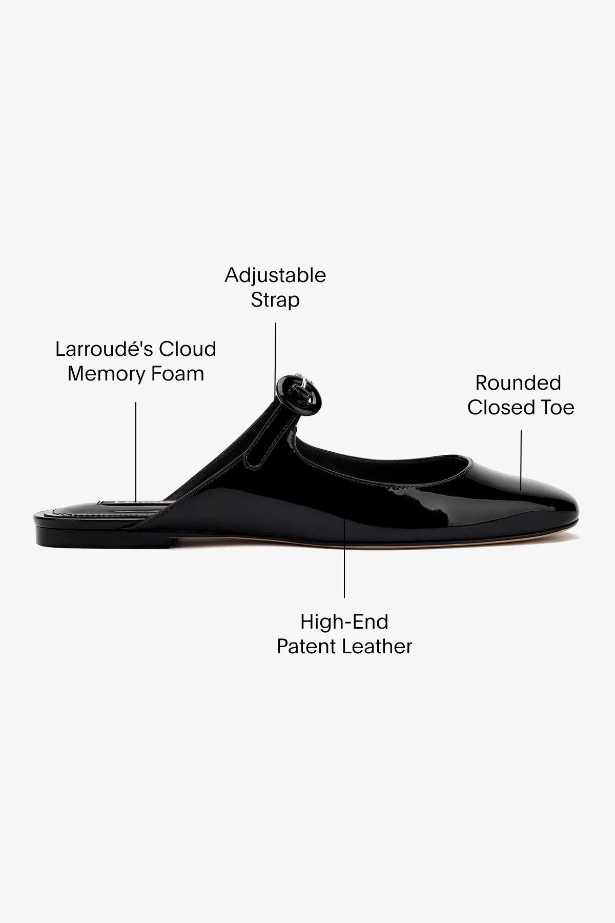 Sleek Look Blair Flat Mule In Black Patent Leather