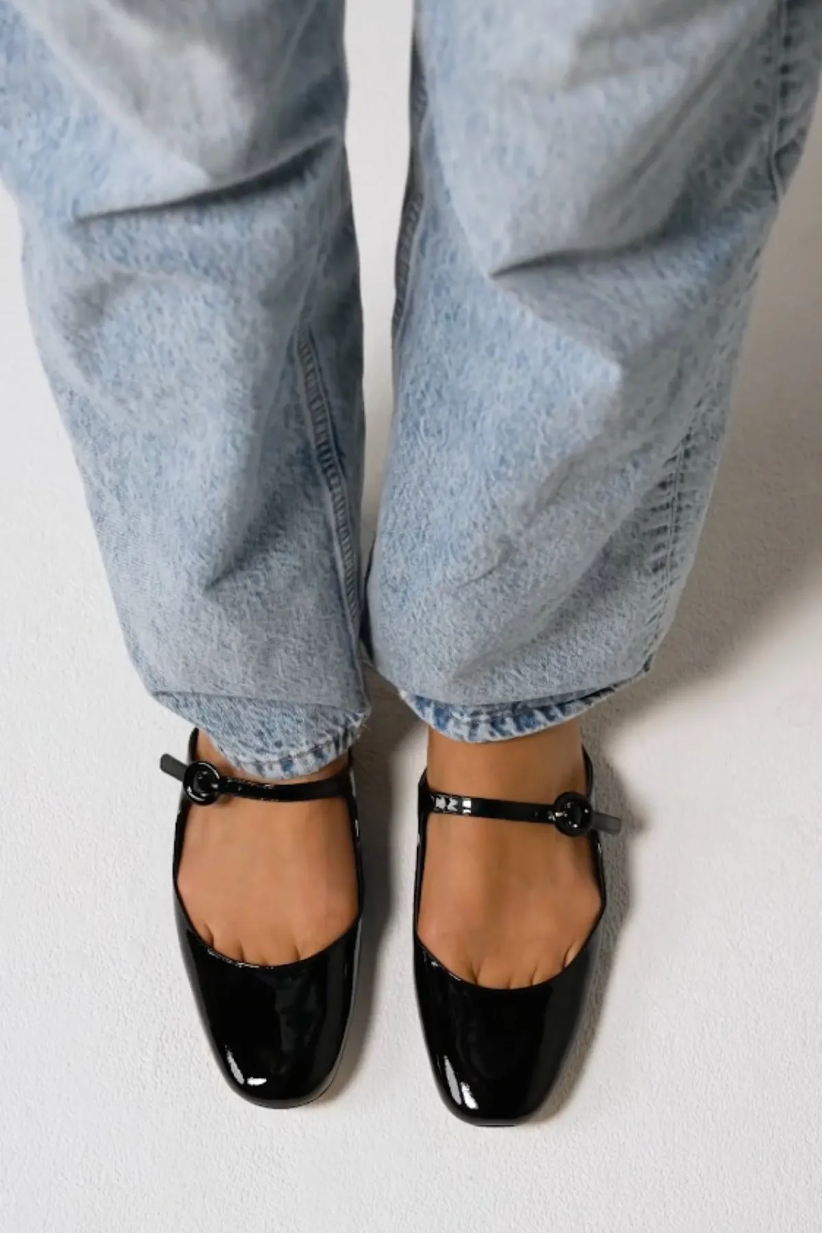 Sleek Look Blair Flat Mule In Black Patent Leather