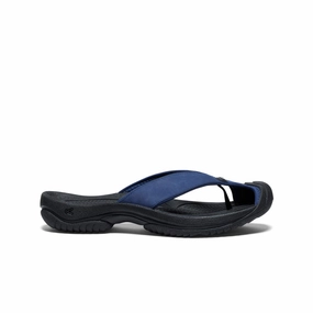 Flexible Comfort Shoes. Timeless Footwear Men's Waimea Leather Flip-Flop  |  Naval Academy/Black