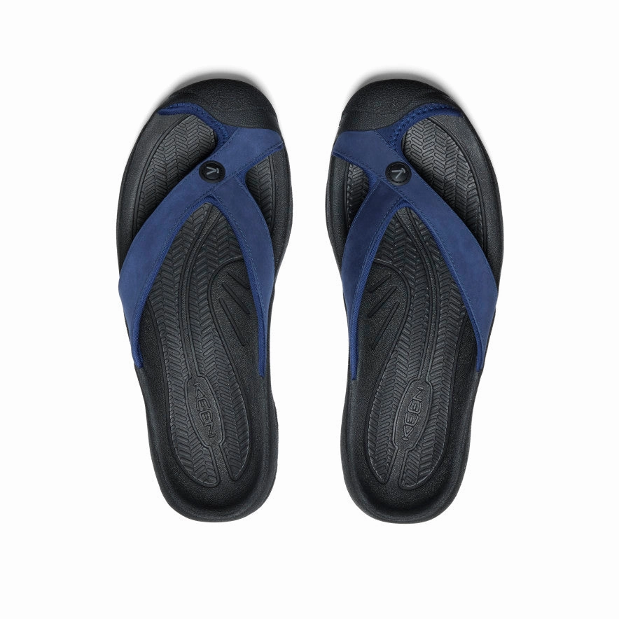 Smart Design Men's Waimea Leather Flip-Flop  |  Naval Academy/Black