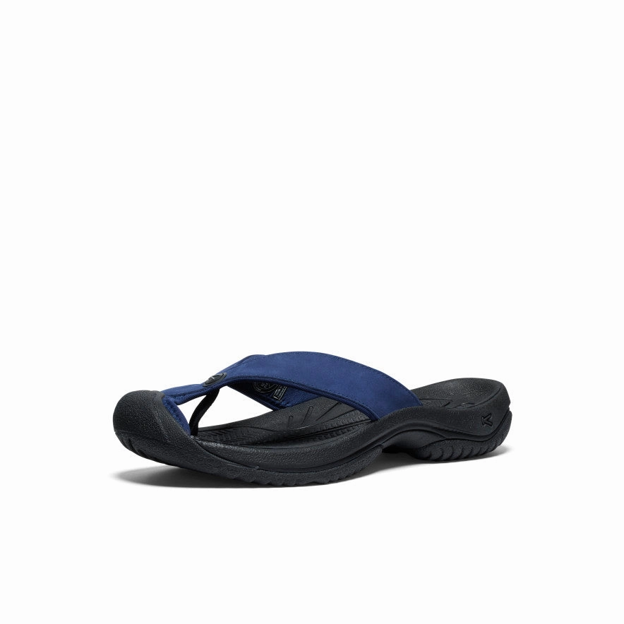 Smart Design Men's Waimea Leather Flip-Flop  |  Naval Academy/Black