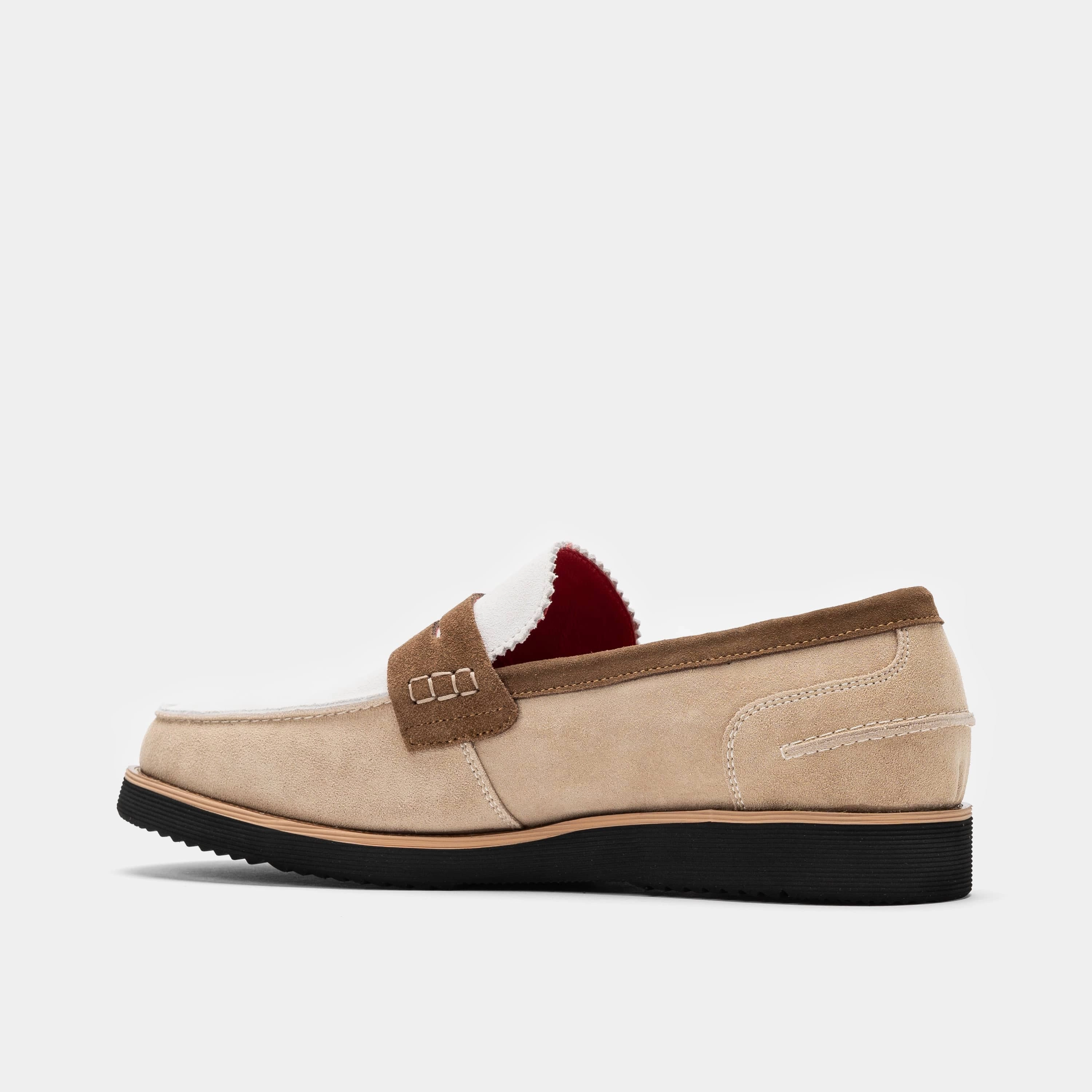 Snug Comfort Abe Camel/White Suede Penny Loafers