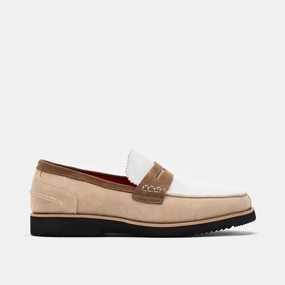 Abe Camel/White Suede Penny Loafers Fresh Path Travel Essential