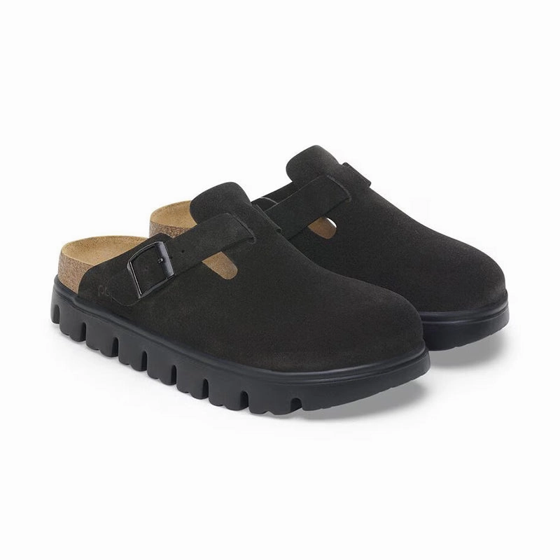 Soft Heel Layer Women's Papillio by Birkenstock Boston Narrow Chunky Black Suede