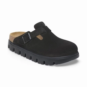 Classic Shoes Women's Papillio by Birkenstock Boston Narrow Chunky Black Suede