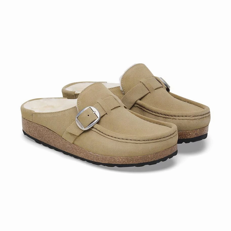 Soft Padding Layer Women's Buckley Shearling Narrow Taupe/Natural Suede