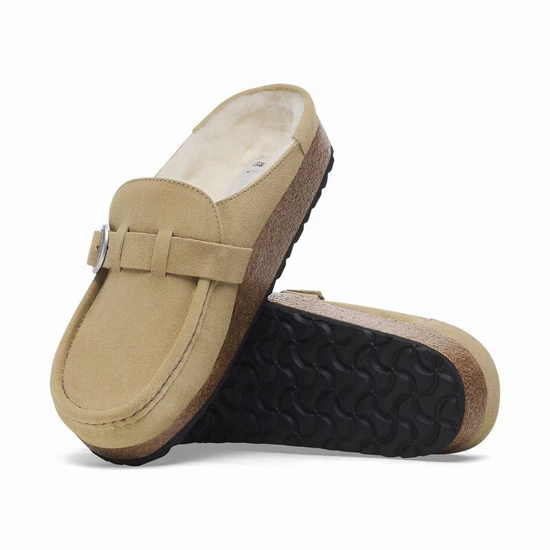 Soft Padding Layer Women's Buckley Shearling Narrow Taupe/Natural Suede