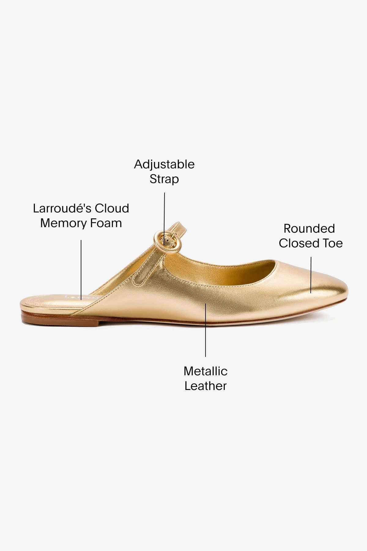 Step Soft Blair Flat Mule In Gold Metallic Leather