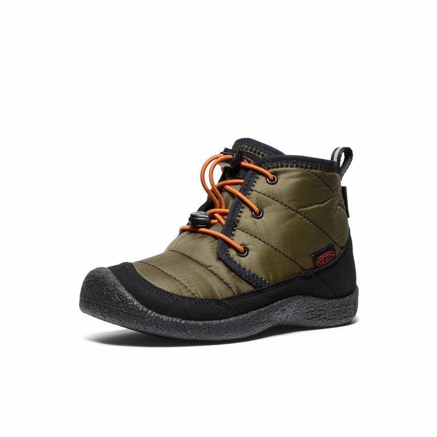 Street Path Big Kids' Howser II Waterproof Chukka  |  Dark Olive/Gold Flame