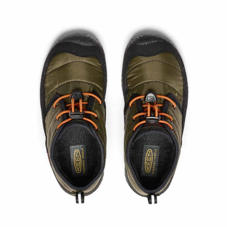 Street Path Big Kids' Howser II Waterproof Chukka  |  Dark Olive/Gold Flame