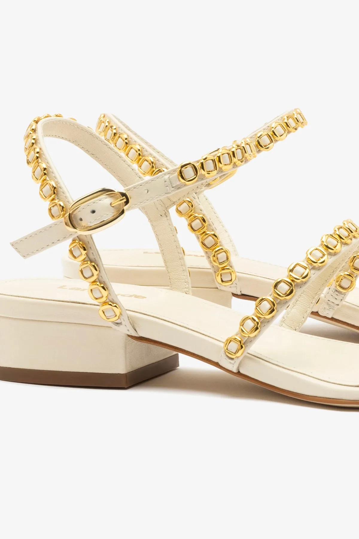 Style Ready Milanina Flat Sandal In Ivory Leather
