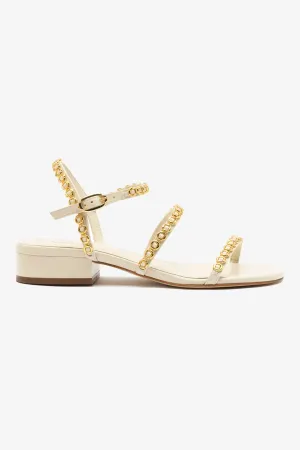 Milanina Flat Sandal In Ivory Leather Soft Sole