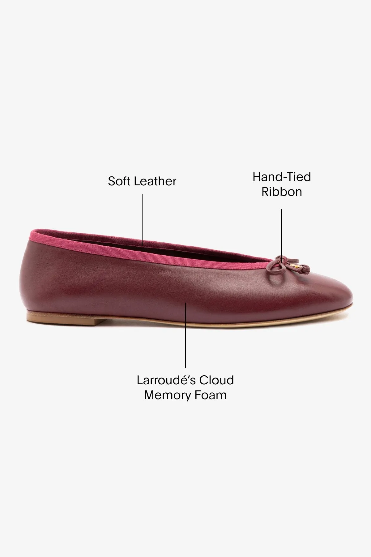 Style Step Pavlova Ballet Flat In Burgundy Leather