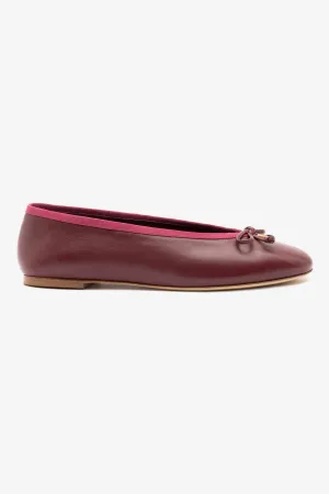 Pavlova Ballet Flat In Burgundy Leather Slip Resistant Soles