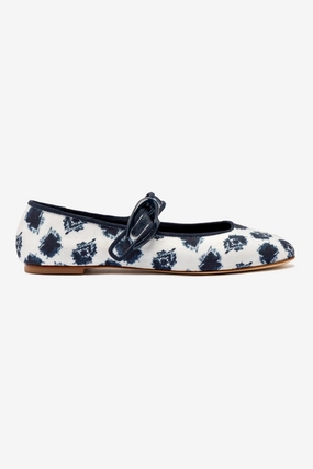 Larroud?? x Jonathan Cohen Verona Ballet Flat In Tiedye Ocean Linen Soft Leather All-Season Wear Shoes