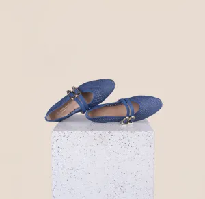Udine - Perforated Dark Denim Happy Feet Design Effortless Stylish Shoes