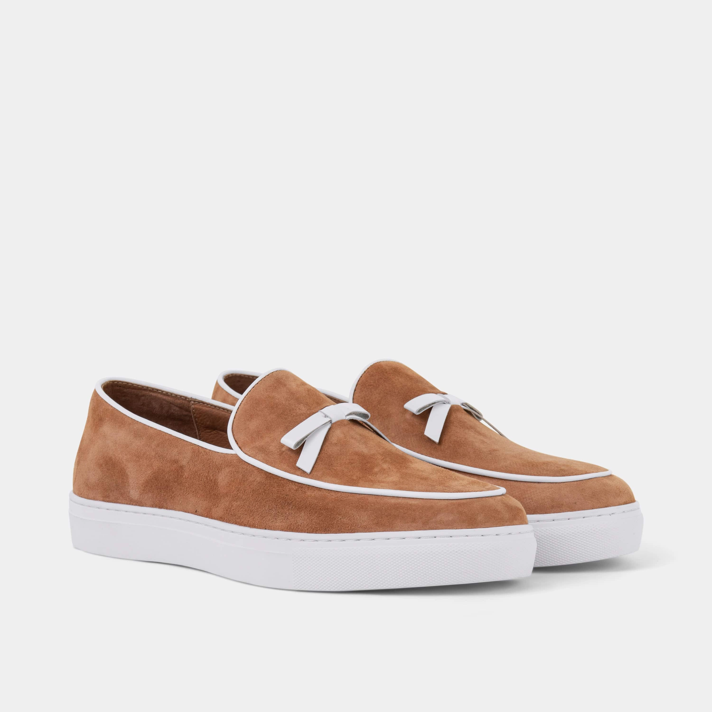 Stylish Accents Odell Tan Suede Belgian Loafer Sneakers