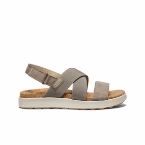 Shock Absorbing School Style Women's Elle Criss Cross Sandal  |  Brindle/Birch