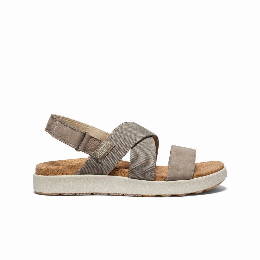 Shock Absorbing School Style Women's Elle Criss Cross Sandal  |  Brindle/Birch
