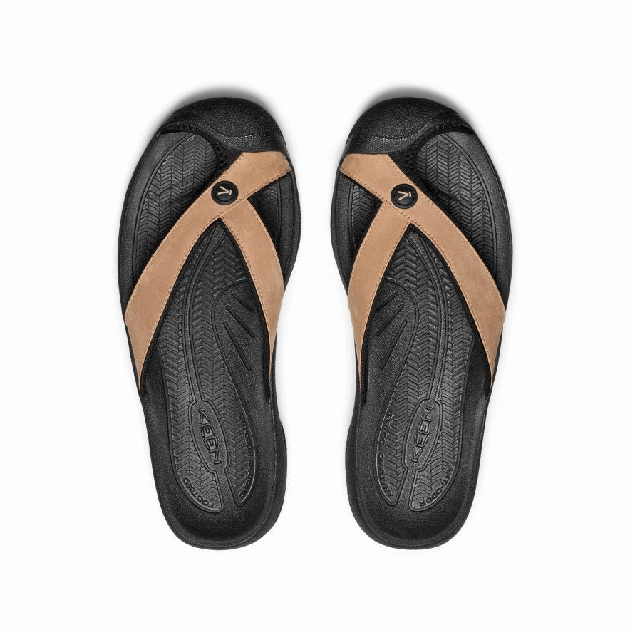 Superior Comfort Men's Waimea Leather Flip-Flop  |  Cornstalk/Black