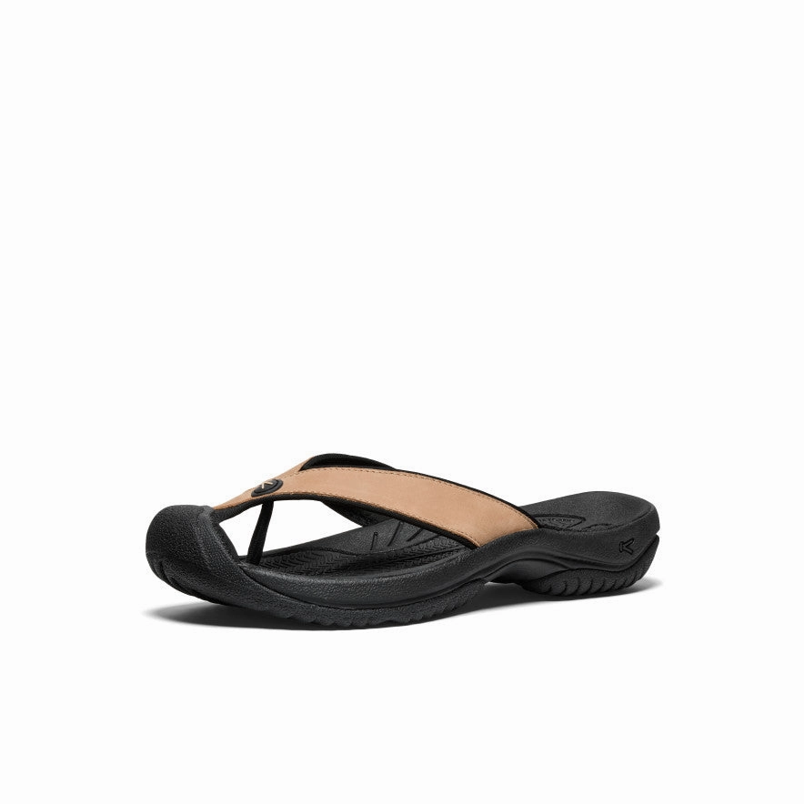Superior Comfort Men's Waimea Leather Flip-Flop  |  Cornstalk/Black