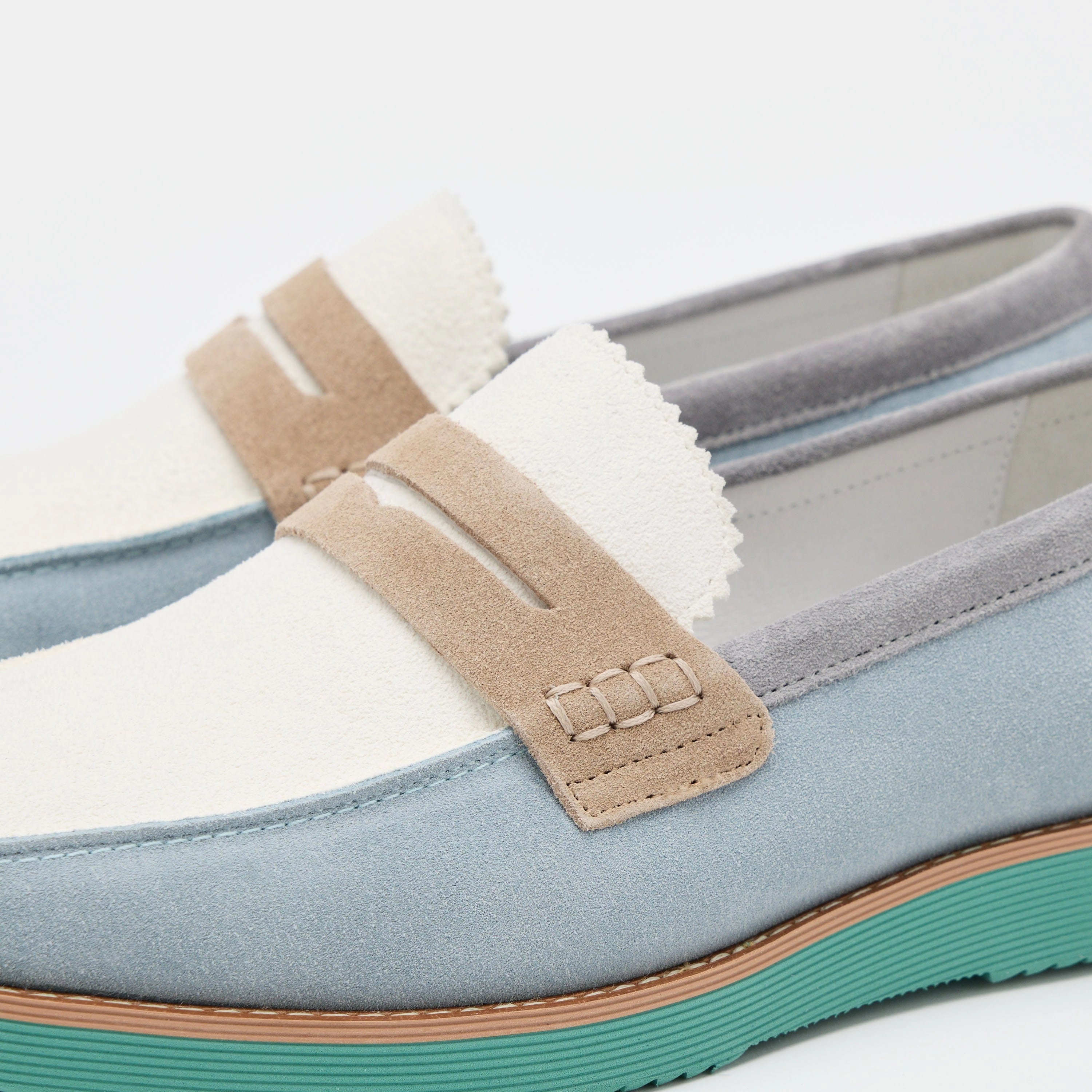 Support Structure Abe Blue Mist Colorblock Suede Penny Loafers