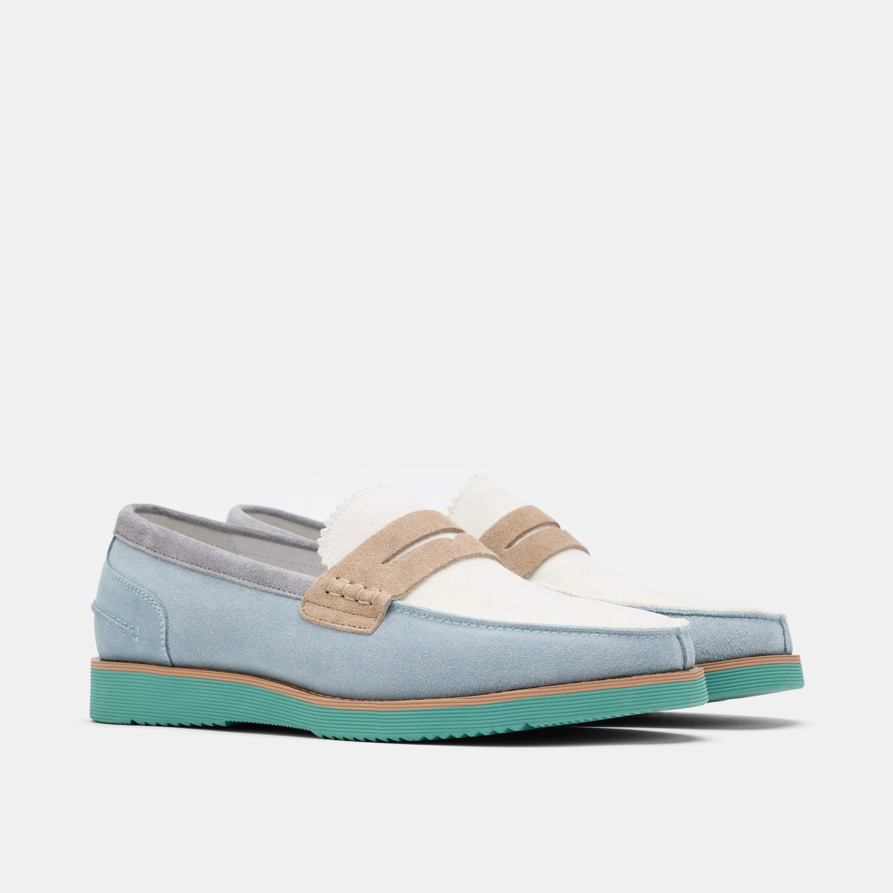 Support Structure Abe Blue Mist Colorblock Suede Penny Loafers