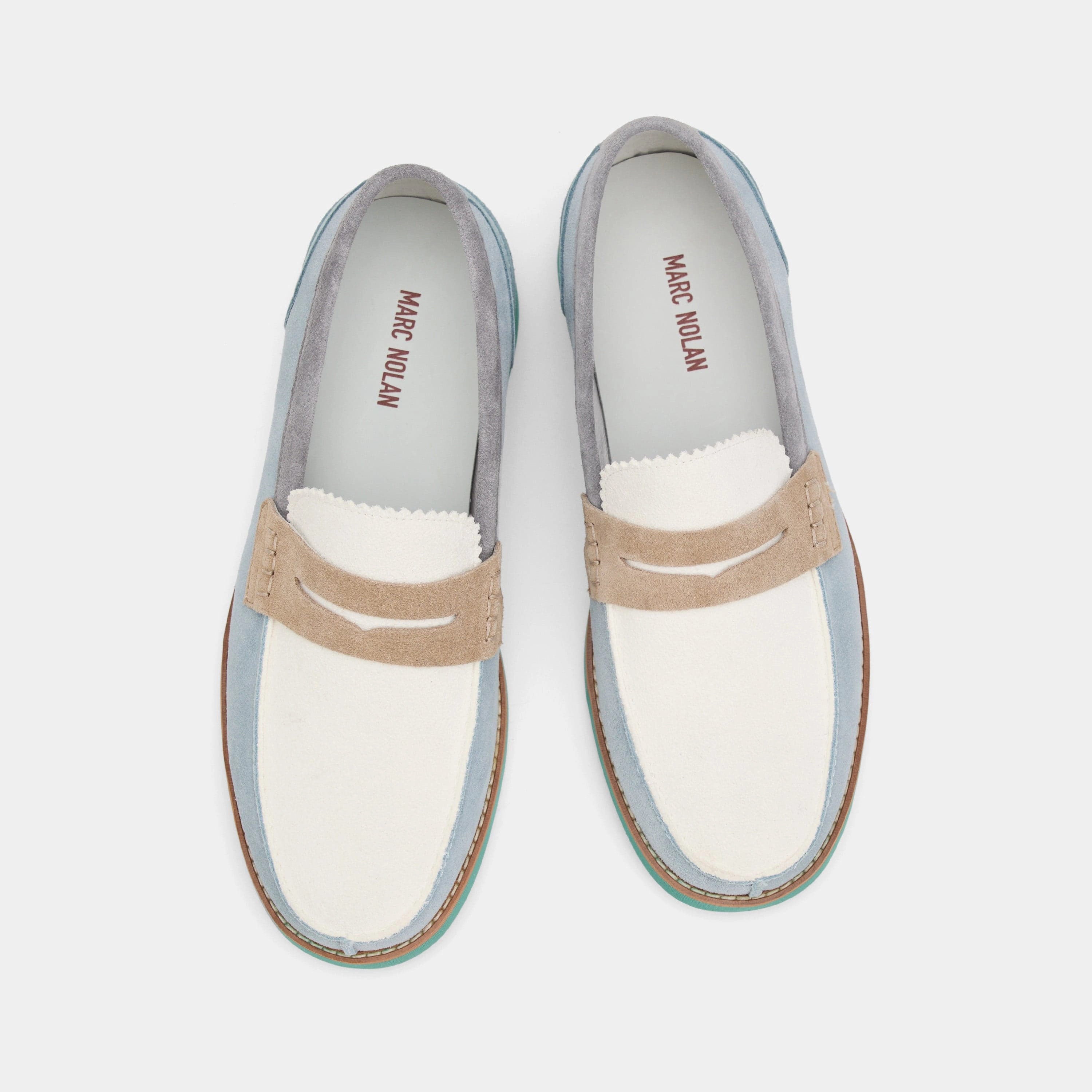 Support Structure Abe Blue Mist Colorblock Suede Penny Loafers