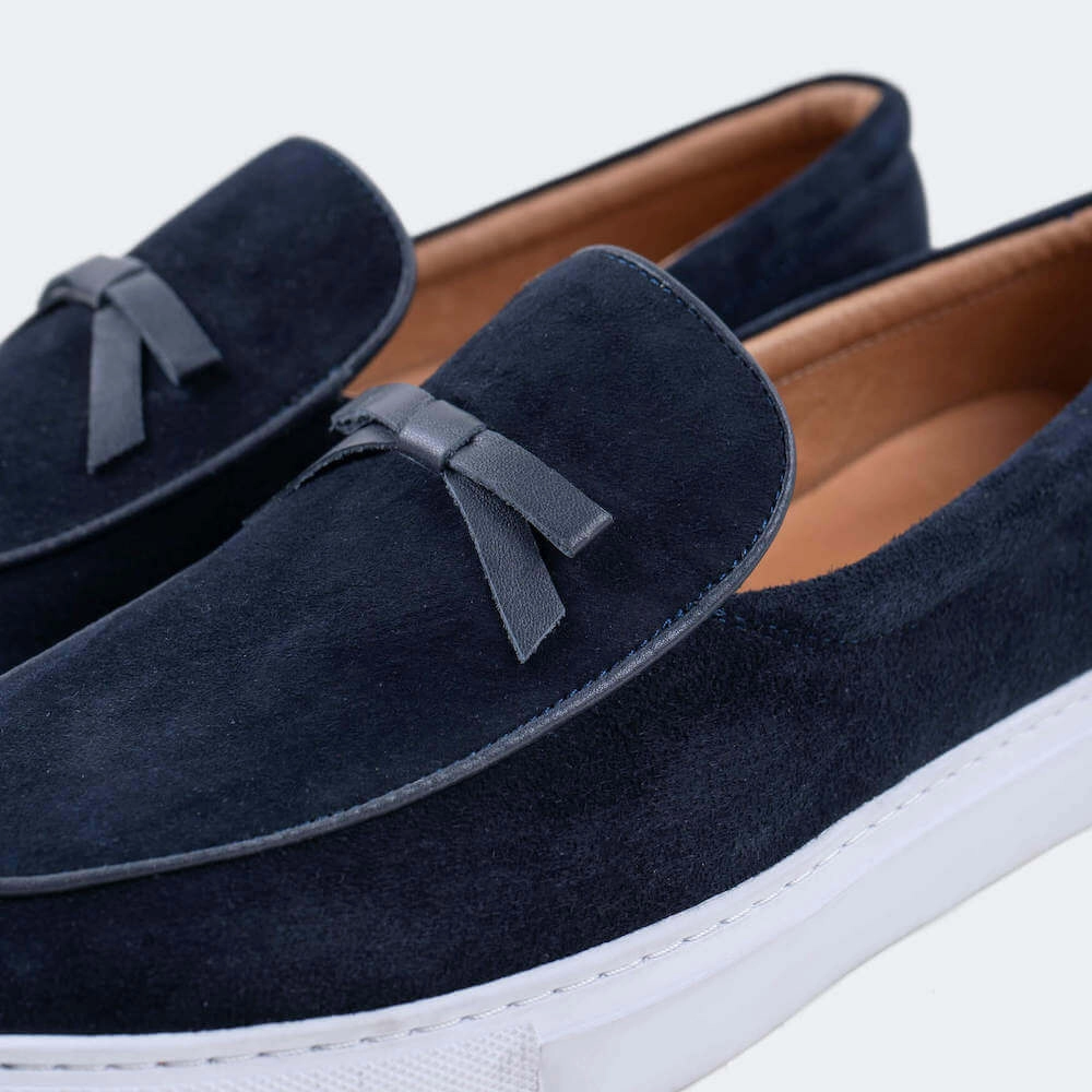 Supportive Footbed Odell Navy Suede Belgian Loafer Sneakers