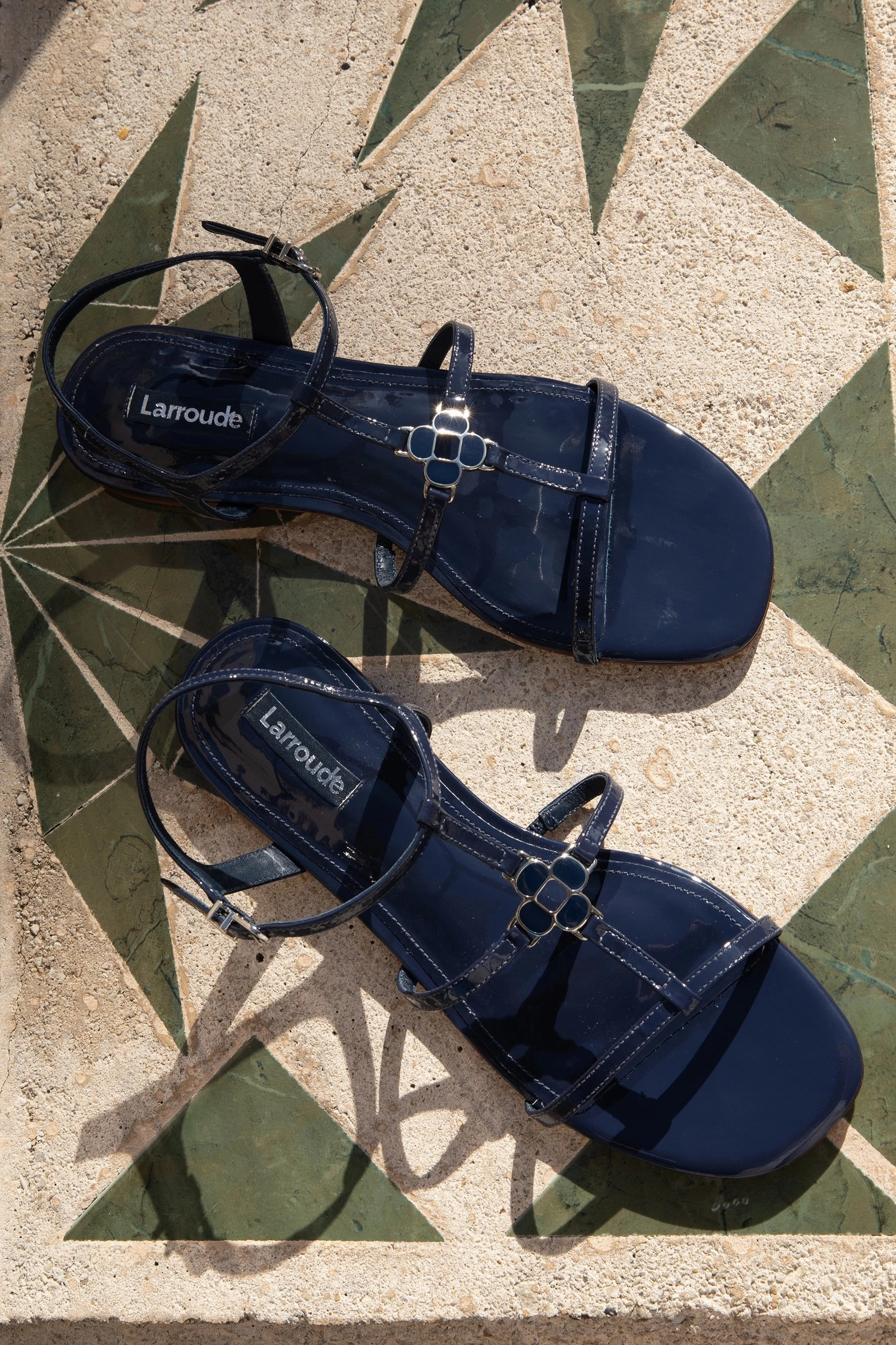 Travel Friendly Hana Flat In Navy Patent Leather