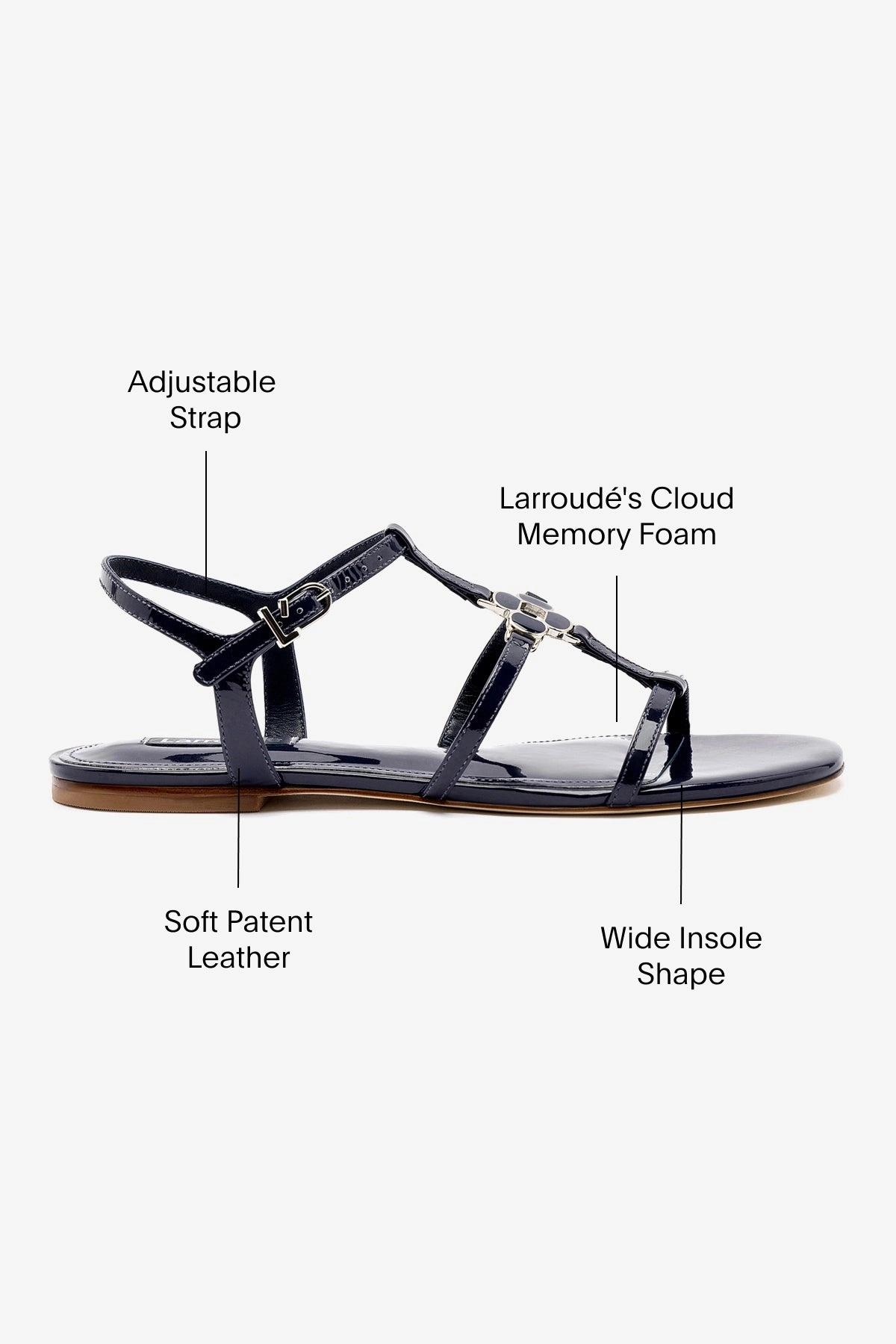 Travel Friendly Hana Flat In Navy Patent Leather