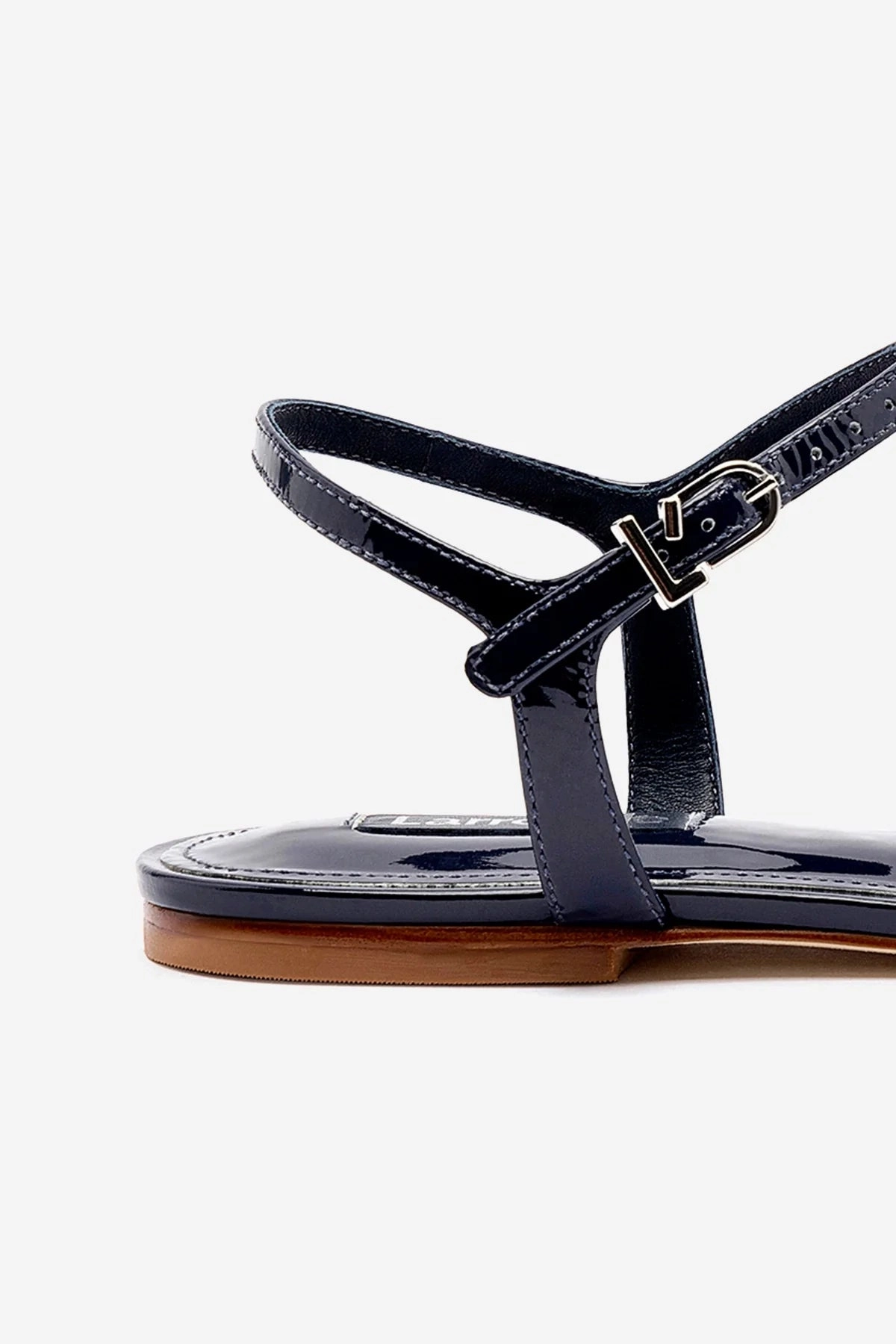 Travel Friendly Hana Flat In Navy Patent Leather