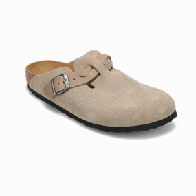 Women's Boston Braid Narrow Taupe Suede Slip On Style Arch Care