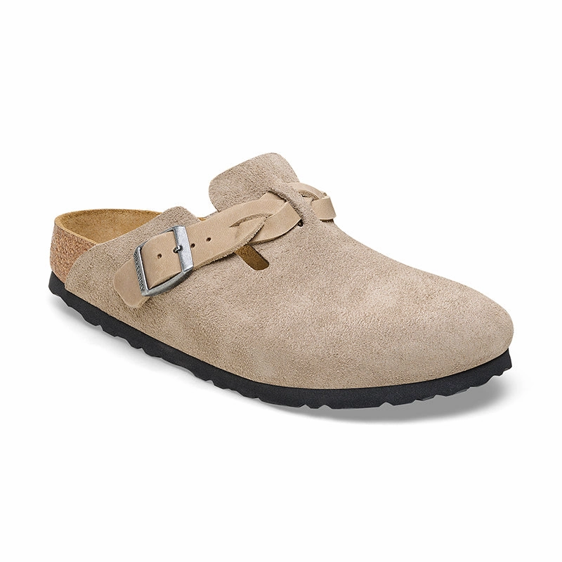 Travel Motion Women's Boston Braid Narrow Taupe Suede