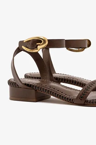 Trend Walk Verona Flat Sandal In Burnt Umber Leather