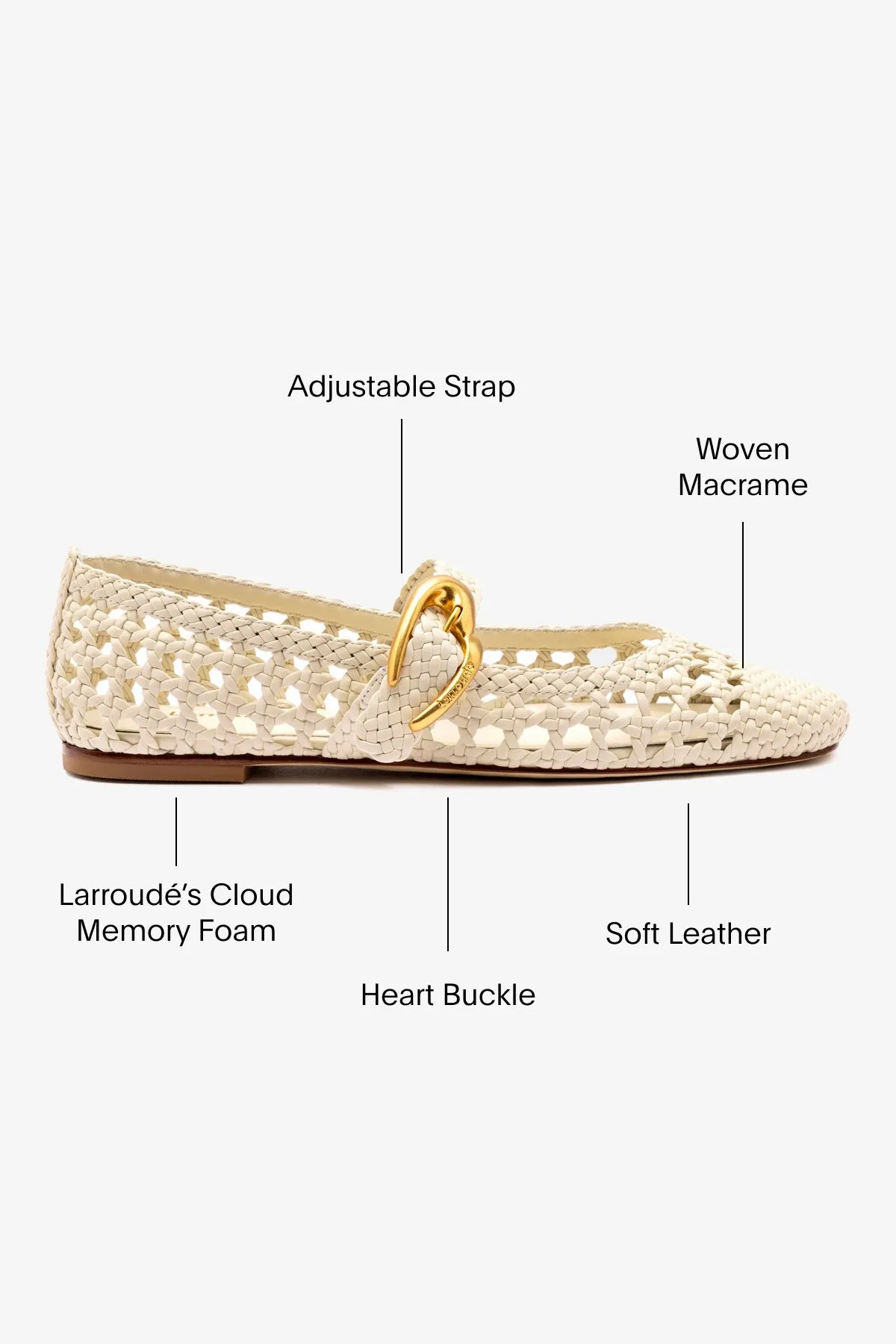 Trendy Sole Verona Macrame Ballet Flat In Ivory Leather