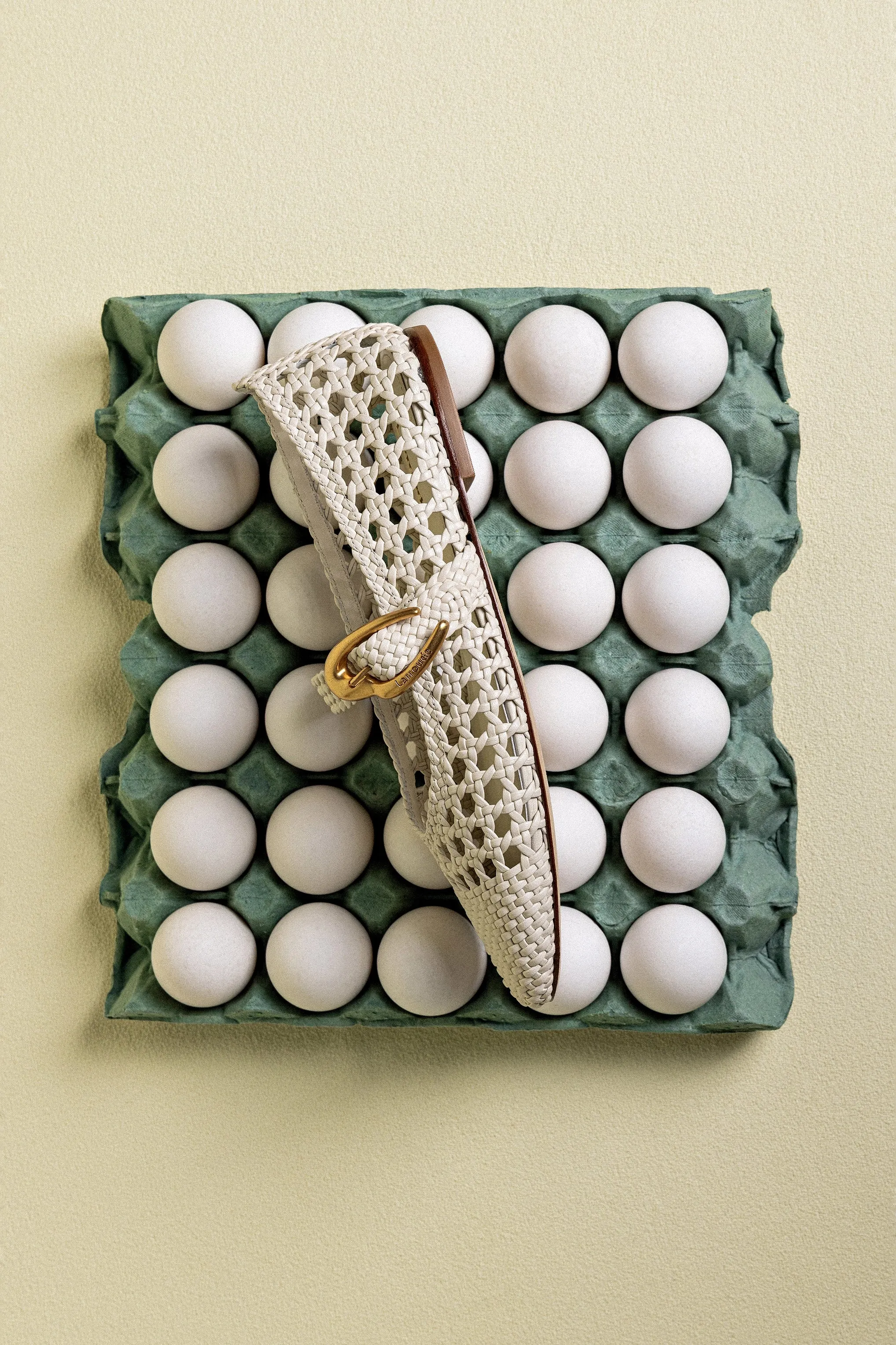 Trendy Sole Verona Macrame Ballet Flat In Ivory Leather