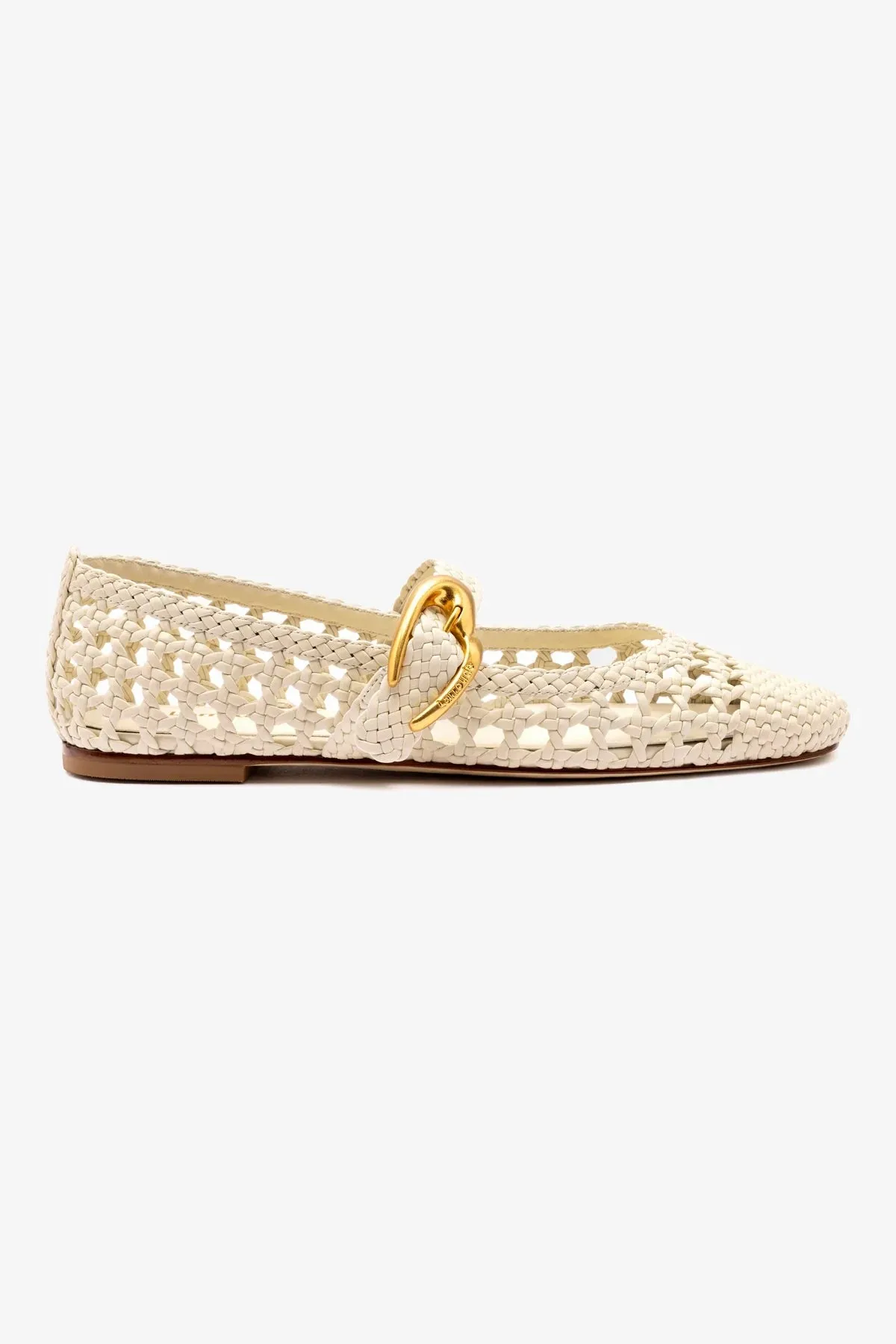 Verona Macrame Ballet Flat In Ivory Leather Walk Ready Shoes