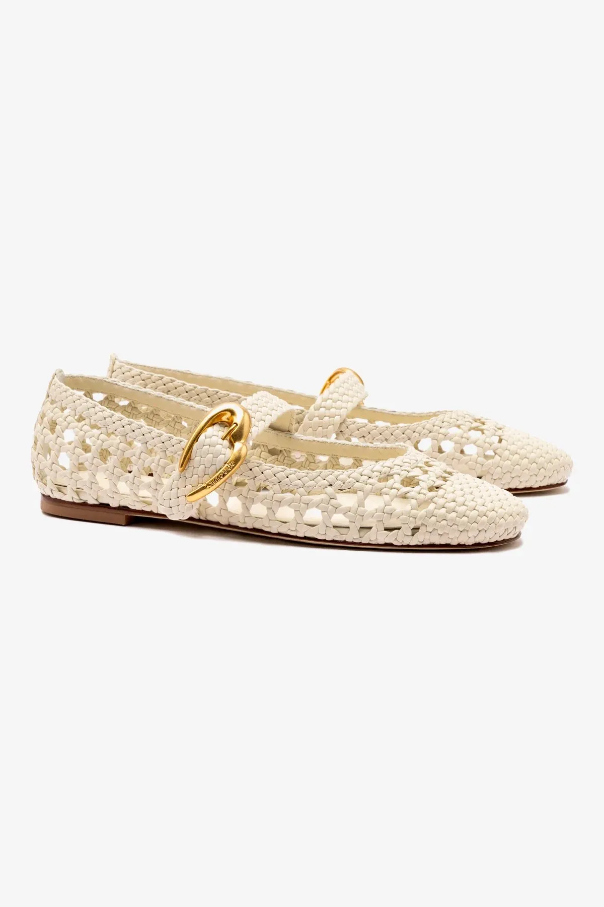 Trendy Sole Verona Macrame Ballet Flat In Ivory Leather