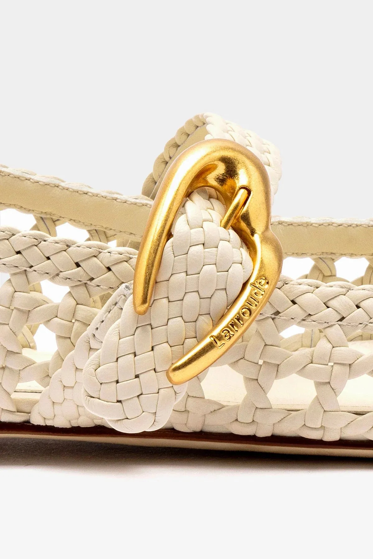Trendy Sole Verona Macrame Ballet Flat In Ivory Leather
