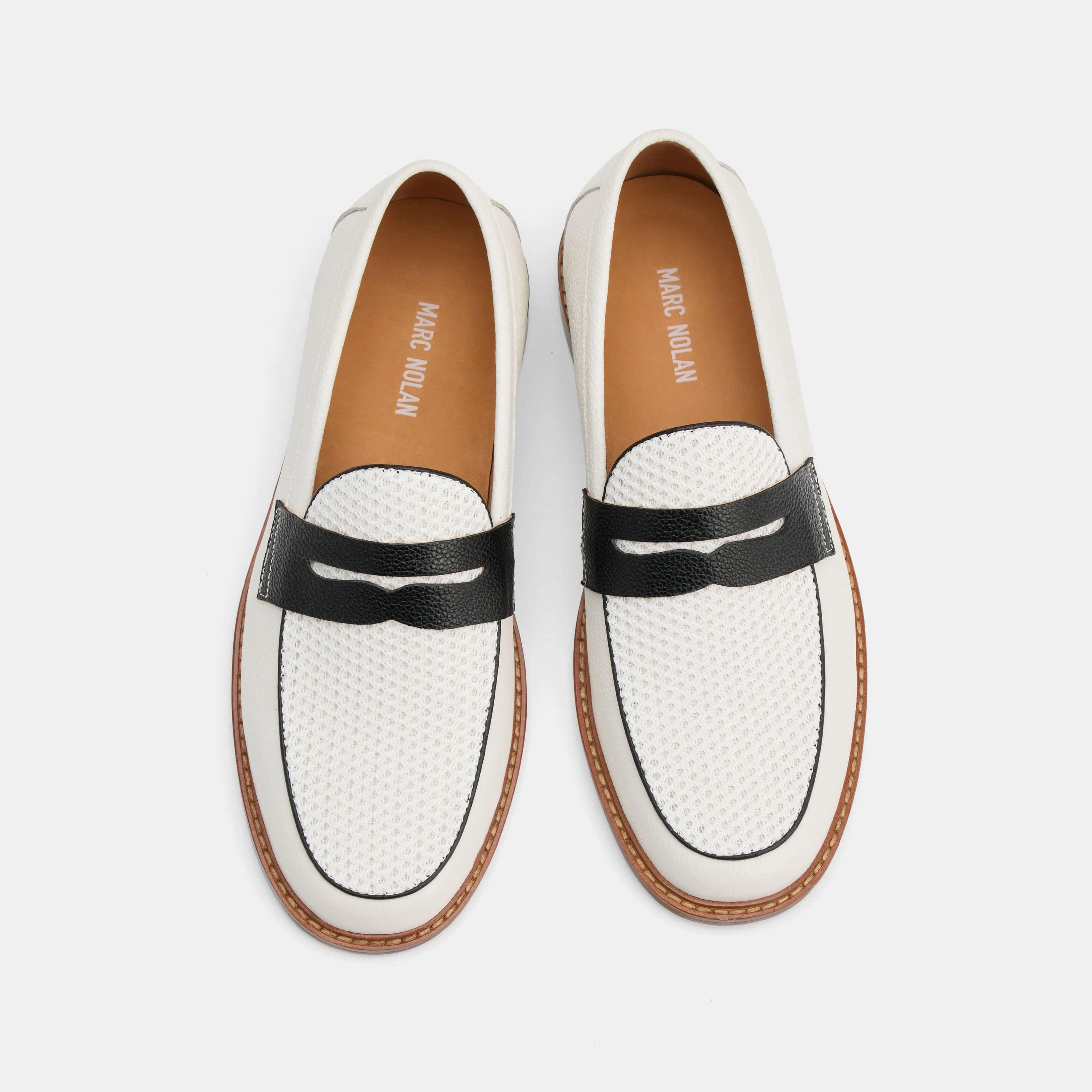 Trendy Design Calum White Leather Penny Loafers